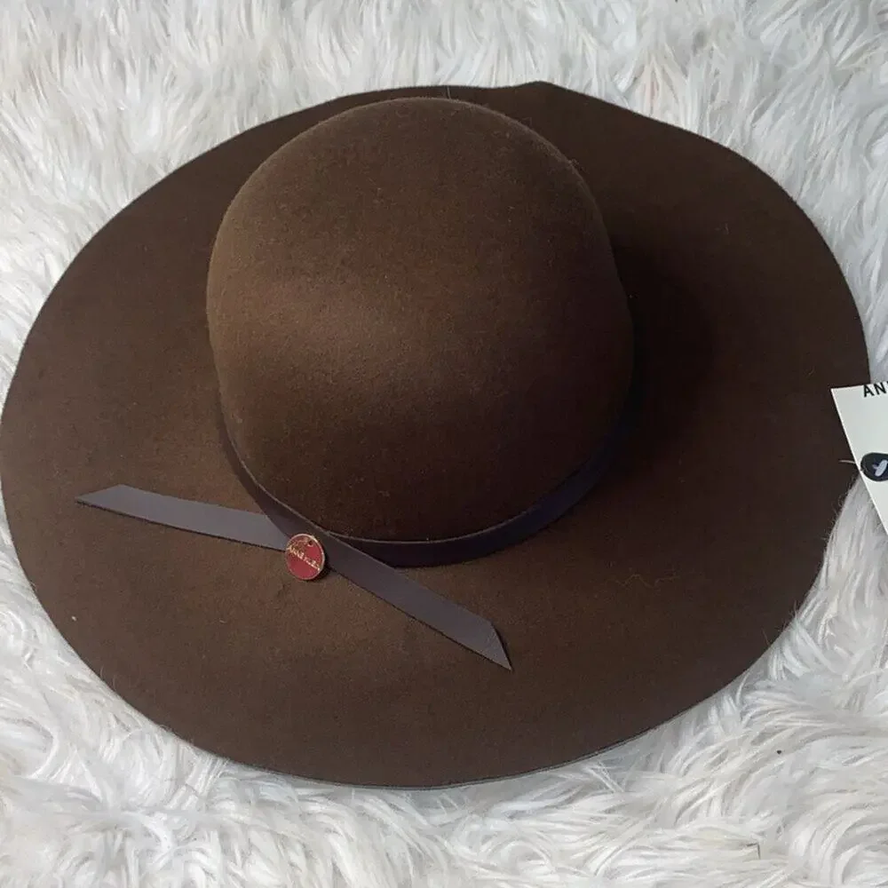Brown wide-brimmed hat by Anne Klein - Picture 2 of 7